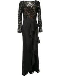 Tadashi Shoji Lace Top Taffeta Gown - Black