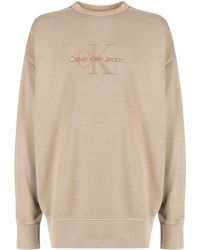 Calvin Klein - Logo-embroidered Crew-neck Sweatshirt - Lyst