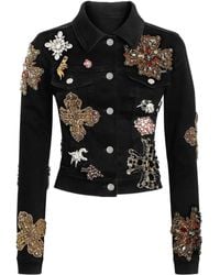 Dolce & Gabbana - Veste En Jean À Ornements En Perles Artificielles - Lyst