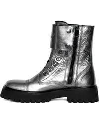 Zadig & Voltaire - Joe Fast Metallic-Effect Leather Combat Boots - Lyst