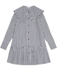 Ganni - Striped Cotton Shirt Dress - Lyst