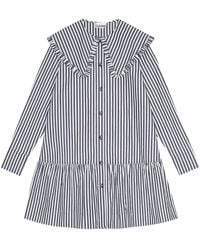 Ganni - Striped Cotton Shirt Dress - Lyst