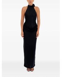 Maygel Coronel - Floral-Detail Draped Long Dress - Lyst