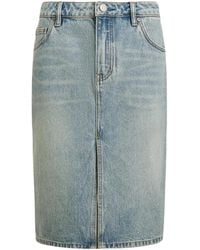 12 STOREEZ - Front-Split Denim Midi Skirt - Lyst