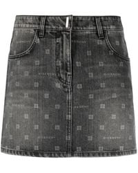 Givenchy - Monogram-pattern Denim Skirt - Lyst