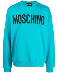 for Men Moschino Fleece Sweatshirt in Azure Mens Clothing Activewear Blue gym and workout clothes Sweatshirts 