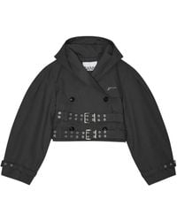 Ganni - Bonded Cotton Short Trench Jacket - Lyst