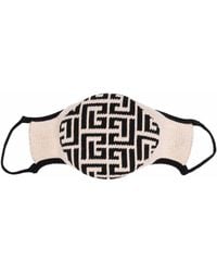 Balmain Mundschutzmaske mit geometrischem Print - Schwarz