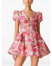 Elliatt - Floralie Puff-Sleeve Mini Dress - Lyst