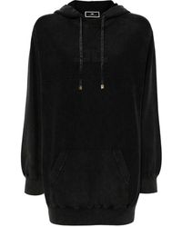 Elisabetta Franchi - Logo-Embroidered Hooded Sweatshirt Dress - Lyst
