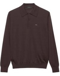 Prada - Long-Sleeved Superfine Wool Polo Sweater - Lyst