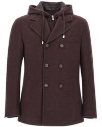 Eleventy - Double-Breasted Hooded Jacket - Lyst