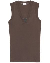 Brunello Cucinelli - Stretch Cotton Jersey Tank Top With Precious Faux-layering Clothing - Lyst