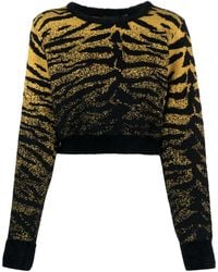 Gcds - Lurex-Detail Zebra-Jacquard Cropped Jumper - Lyst