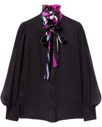 Emilio Pucci - Marmo-print Semi-sheer Silk Shirt - Lyst