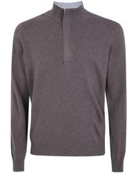 Gran Sasso - Pull Zippé À Coudières Contrastantes - Lyst