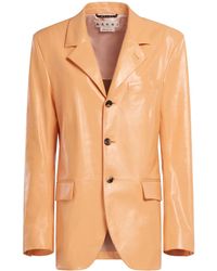 Marni - Long-Sleeve Leather Blazer - Lyst