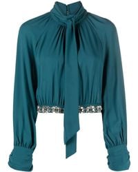 Elisabetta Franchi - Gathered Blouse With Halter Neck - Lyst