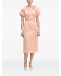 Twinset - Gathered Puff-Sleeve Midi Dress - Lyst