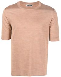 Jil Sander - T-shirt en soie à col rond - Lyst