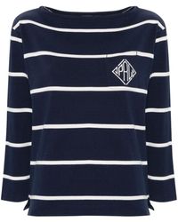 Polo Ralph Lauren - Gestreiftes T-Shirt mit Logo-Stickerei - Lyst