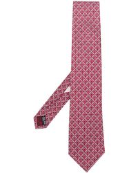 Ferragamo Corbata con estampado Gancini - Rojo