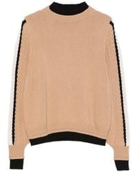 D.exterior - Cable-Knit Side-Stripe Sweater - Lyst