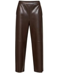 Max Mara - Leather-Effect Straight-Leg Trousers - Lyst