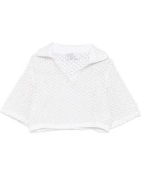GIUSEPPE DI MORABITO - Faux-Pearl Embellished Open-Knit Top - Lyst