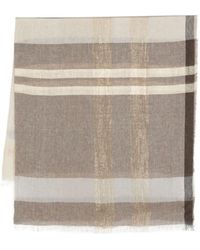 Peserico - Check-pattern Frayed Scarf - Lyst