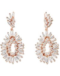 Suzanne Kalan - 18kt Rose Gold Diamond Drop Earrings - Lyst