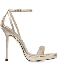 Jimmy Choo - Moza Platform 120 Platinum Brilliance-Fabric Sandals - Lyst