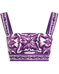 Dolce & Gabbana - Bralette Top Met Majolica-Print - Lyst