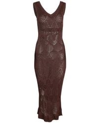 STAUD - Roan Pointelle-Knit Midi Dress - Lyst