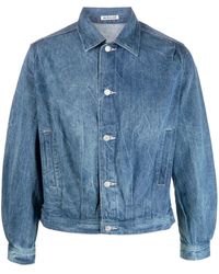AURALEE - Crinkled-Effect Denim Jacket - Lyst