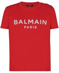 Balmain 3 Buttons Printed T-Shirt in Pink | Lyst Canada