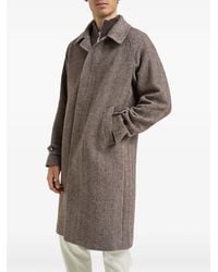BRERAS Milano - Herringbone-Pattern Single-Breasted Coat - Lyst