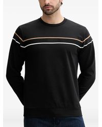 BOSS - Stripe-Detail Crew Neck Sweatshirt - Lyst