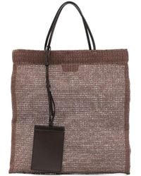 The Row - Leather-Trimmed Woven Tote Bag - Lyst