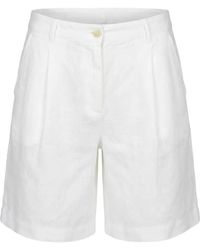 120% Lino - Pleated Linen Shorts - Lyst