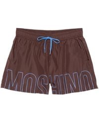 Moschino - Logo-Print Drawstring Swim Shorts - Lyst