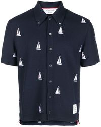 Thom Browne - Textured Short-sleeve Polo Shirt - Lyst