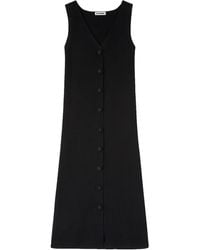 Jil Sander - V-Neck Knitted Midi Dress - Lyst