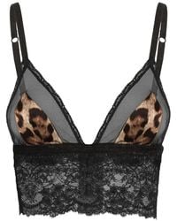 Dolce & Gabbana - Soutien-Gorge En Satin Leo-Print - Lyst