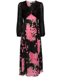 RIXO London - Melanie Floral-print Silk Midi Dress - Lyst