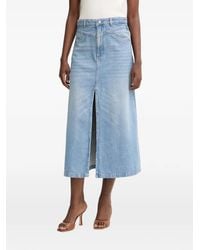Silvian Heach - Front-Slit Denim Midi Skirt - Lyst