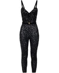 Elisabetta Franchi - Sequin-Embellished Belted Jumpsuit - Lyst