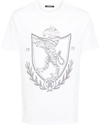 Roberto Cavalli - Rhinestone-logo Cotton T-shirt - Lyst