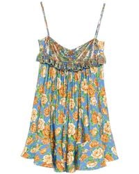 Rabanne - Mini-Jurk Met Ruches En Bloemenprint - Lyst