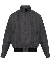 Giorgio Armani - Linen Jacket With Stand-Up Collar - Lyst